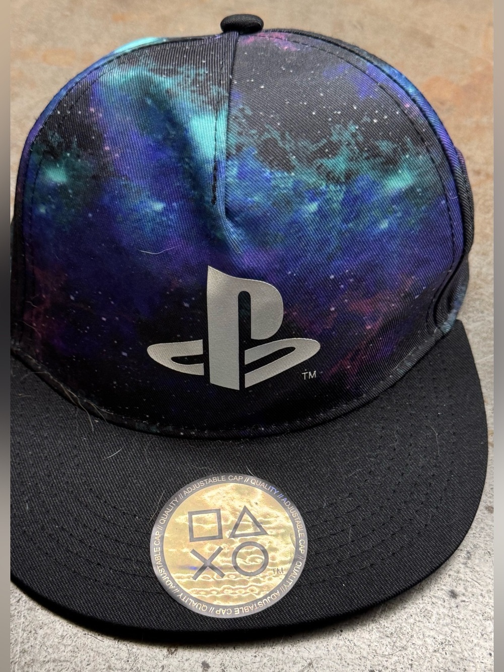 H&M Galaxy Print PlayStation Snapback Hat Black Purple & Teal Y2K Men’s Cap Hat